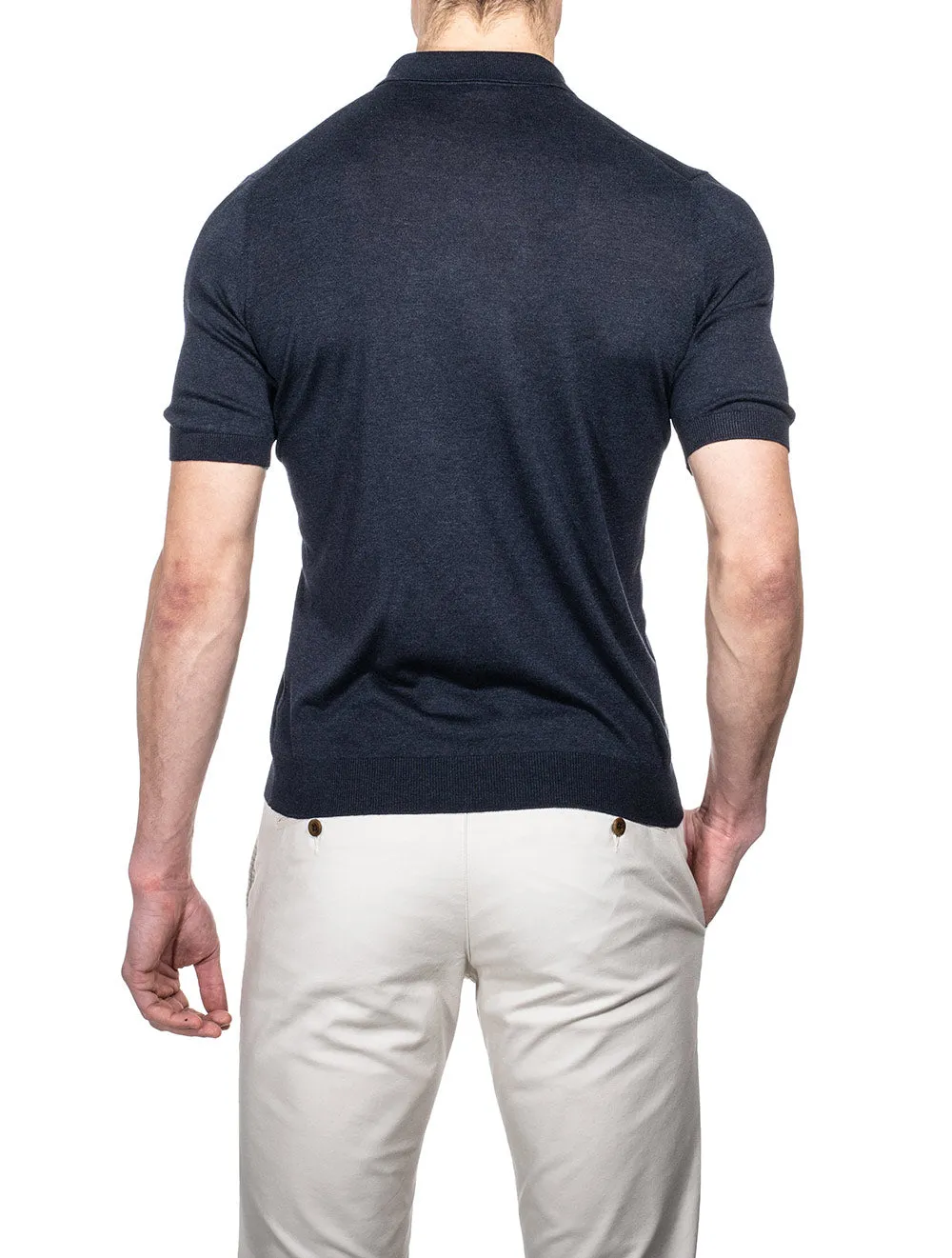Seiden Polo Marineblau