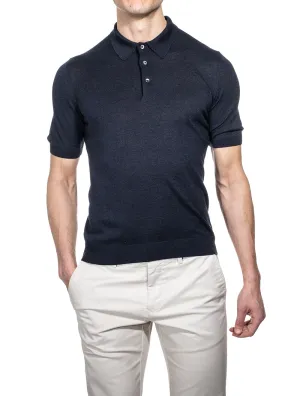 Seiden Polo Marineblau