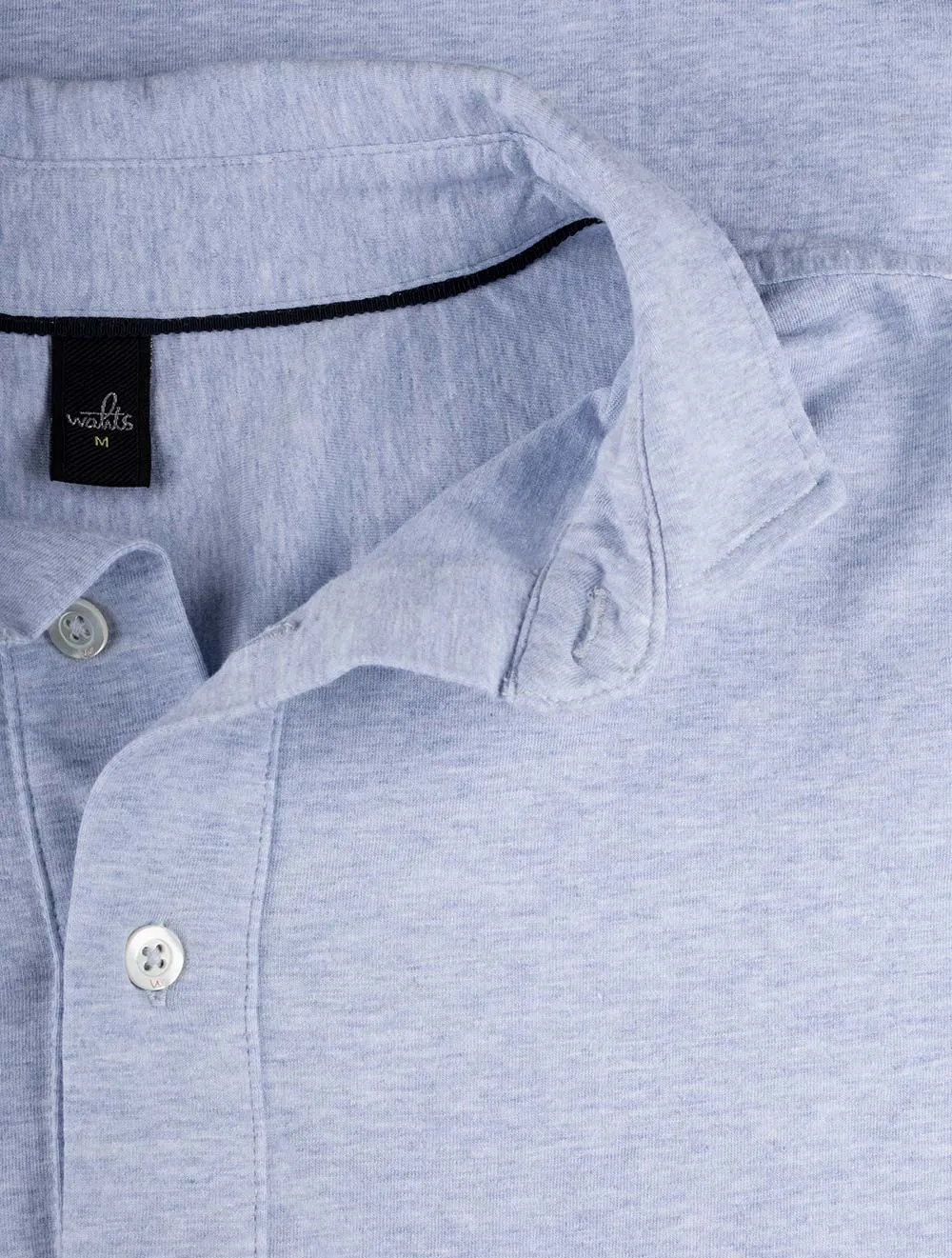 Maßgeschneidertes Jersey-Poloshirt Hellblau Melange