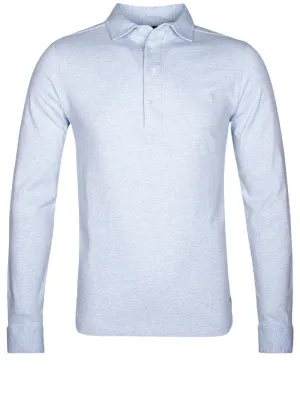 Maßgeschneidertes Jersey-Poloshirt Hellblau Melange