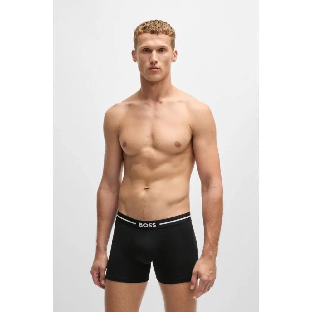 Three-pack of stretch-cotton boxer briefs with logos