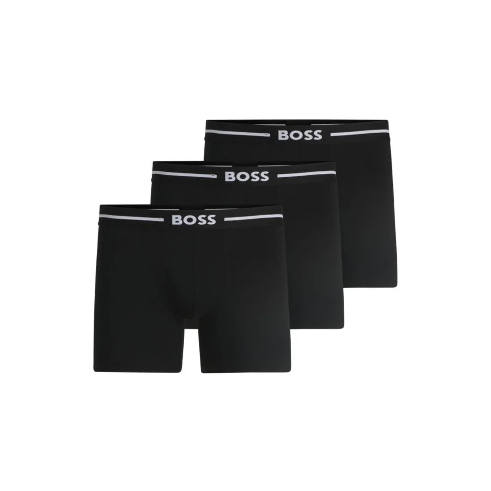 Three-pack of stretch-cotton boxer briefs with logos