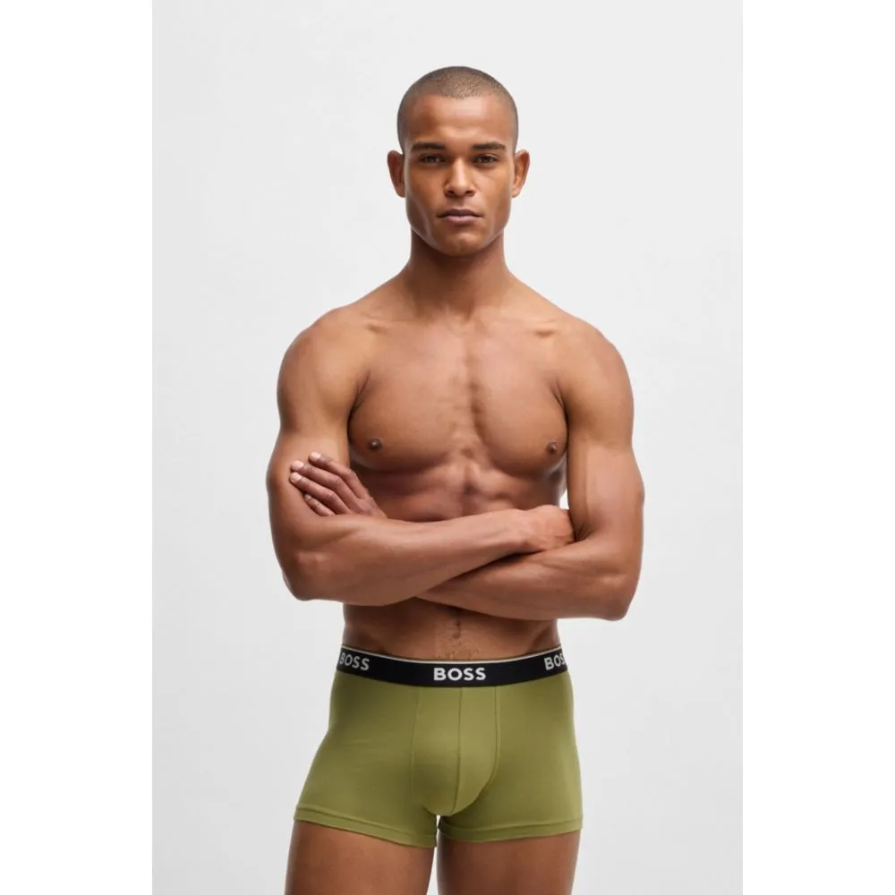 Dreierpack dehnbare Baumwoll-Boxershorts mit Logo-Bund