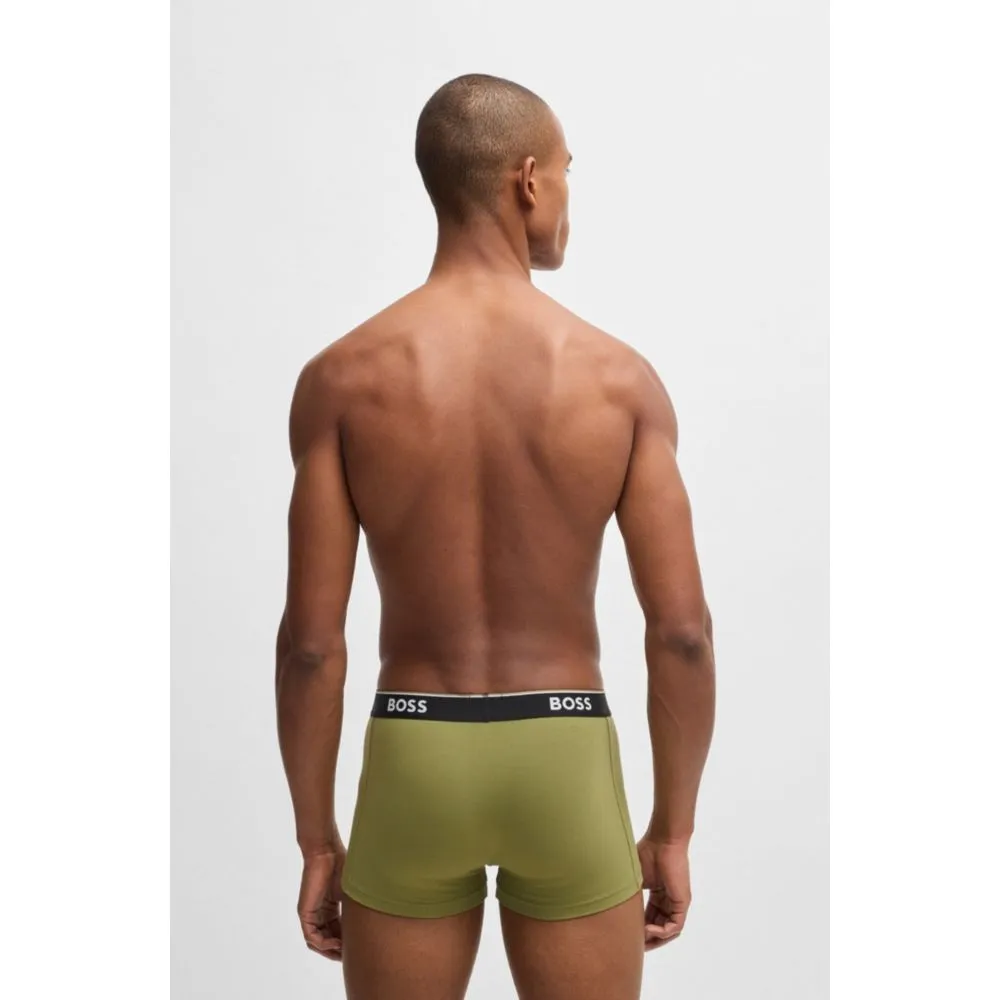 Dreierpack dehnbare Baumwoll-Boxershorts mit Logo-Bund
